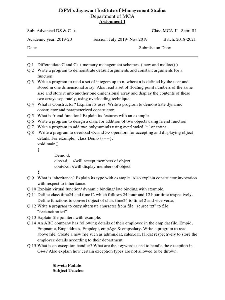 Assignment 1 PDF | PDF | Constructor (Object Oriented Programming ...