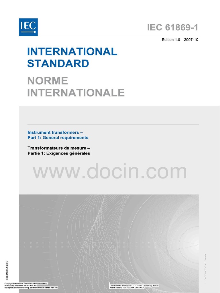 専用ページ EN IEC 61869-1:2024 - Instrument Transformers General Requirements