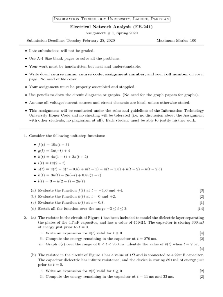 Assignment 1 Ena Capacitor Electrical Network