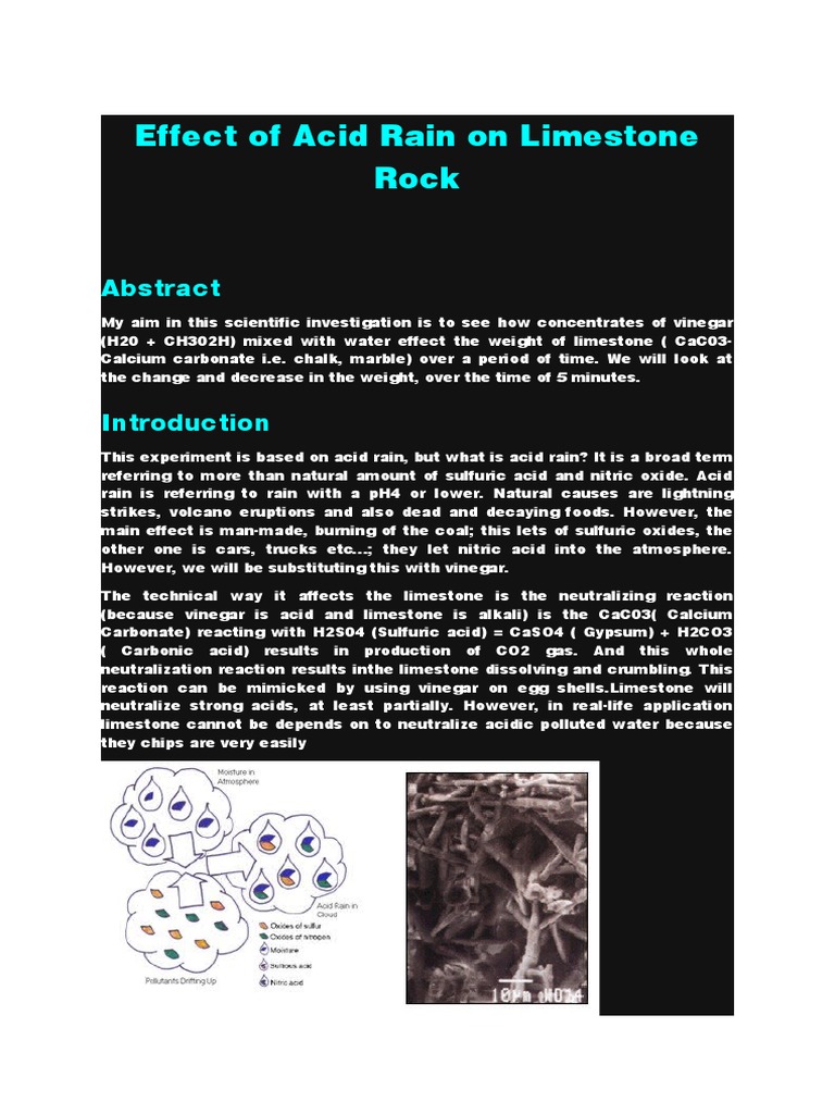 Effect of Acid Rain On Limestone Rock PDF Limestone Sulfuric Acid