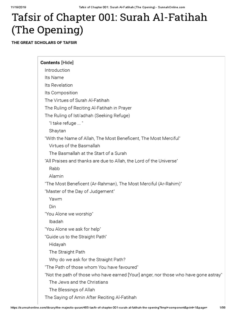 Tafsir of Chapter 001 - Surah Al-Fatihah (The Opening)  PDF 