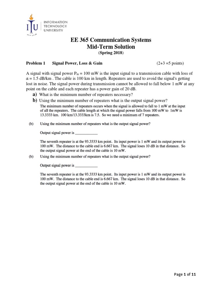 EE365 MidTerm Final Solution PDF | PDF | Detector (Radio) | Modulation
