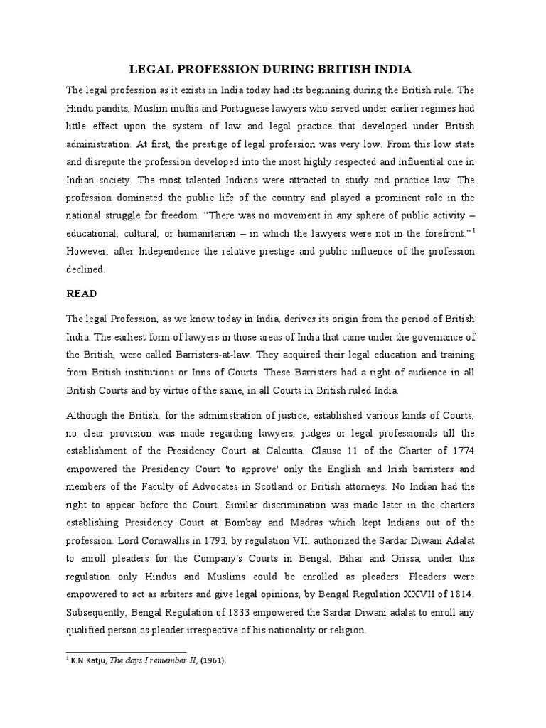 Evolution of Legal Profession in India | PDF | Barrister | Lawyer