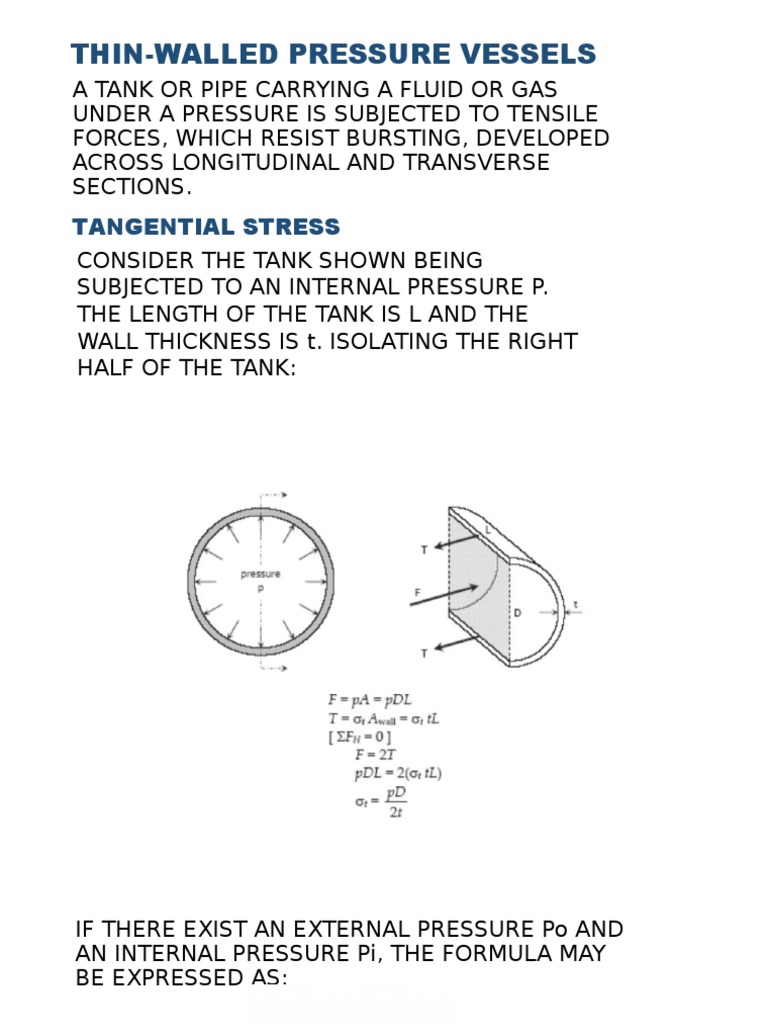 Thin Walled Pressure Vessels | PDF | Strength Of Materials ...