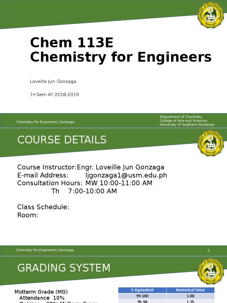 USM Chemistry Grading System Overview | PDF | Gases | Homogeneity And ...
