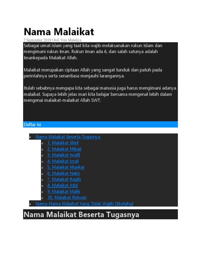 Nama Malaikat