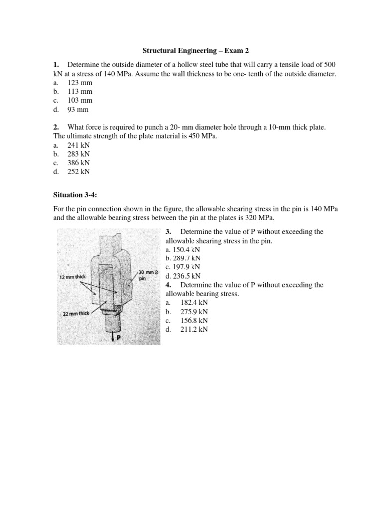 Mechanics of Materials Exam 2 Problems | PDF | Stress (Mechanics ...