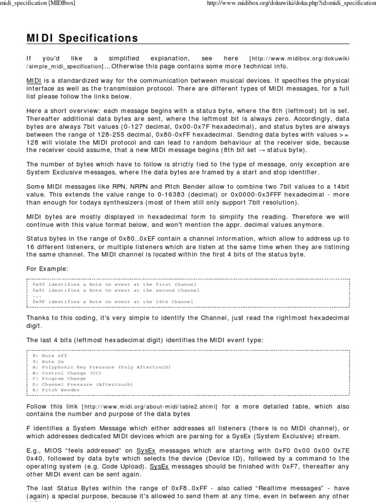 Midi Specification [MIDIbox] Computer Data