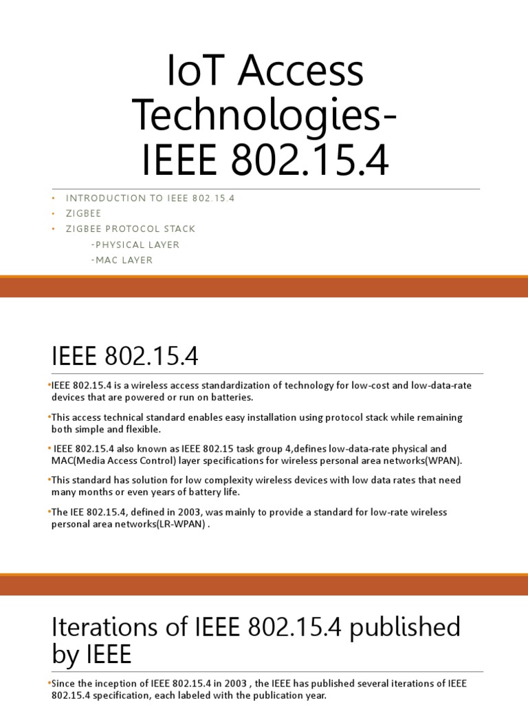 IEEE 802.15.4 and ZigBee in IoT | PDF | Computer Network | Wi Fi