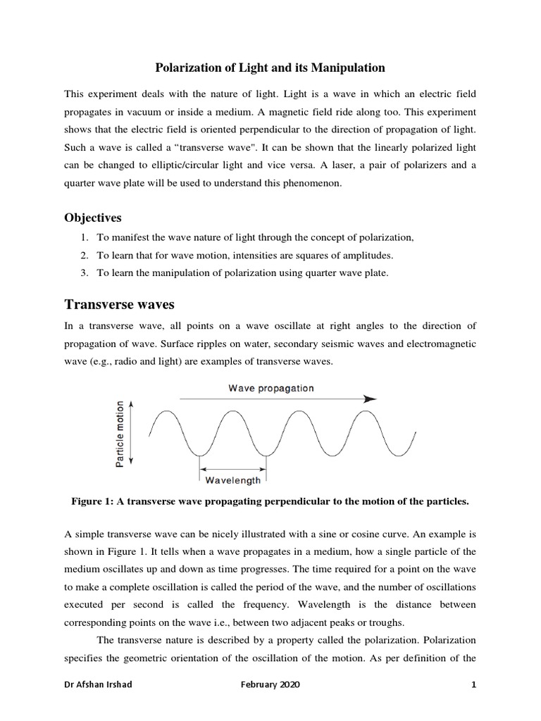Polarization of Light and Its Manipulation | PDF | Polarization (Waves ...