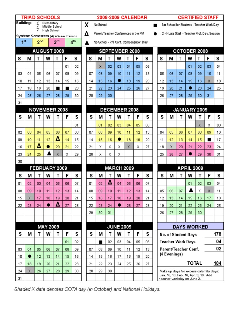 Triad Schools 2008-2009 Calendar | PDF | Schools | Educational