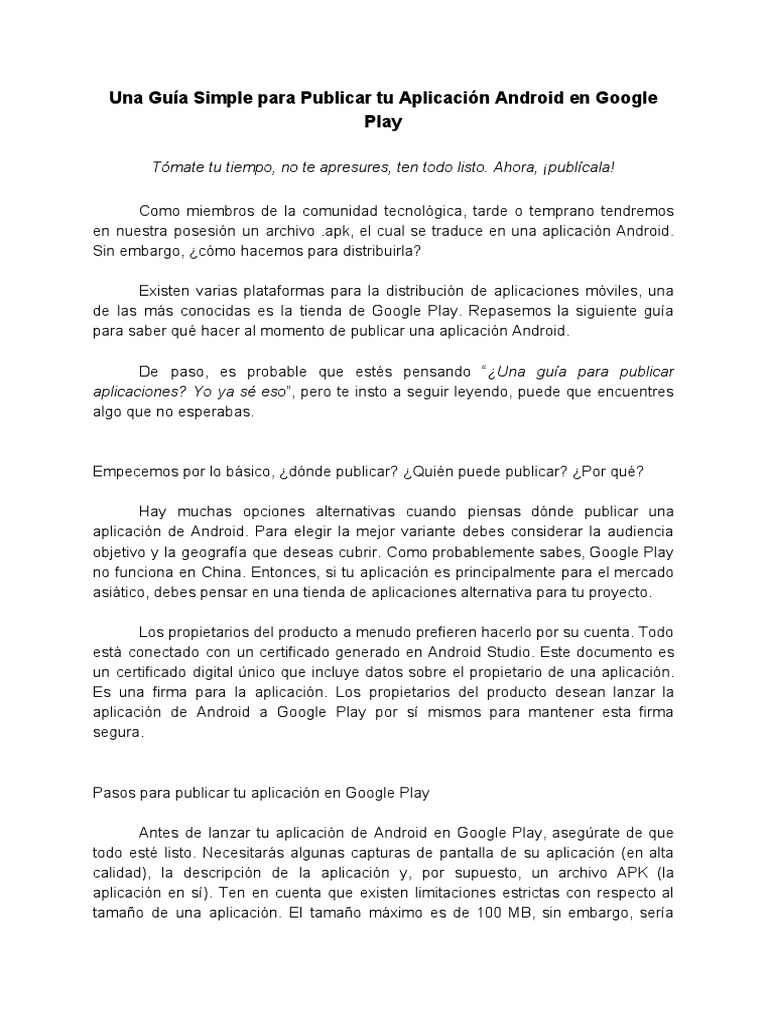 Publica tu App Android en Google Play | PDF | Android (sistema ...