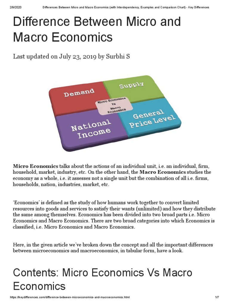 Differences Between Micro and Macro Economics (With Interdependency ...