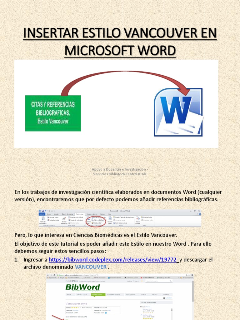 INSERTAR ESTILO VANCOUVER EN MICROSOFT WORD