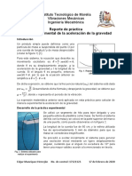 Reporte de Práctica - Cálculo de La Aceleración de La Gravedad