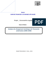 Analyse de Changement Technique de L'économie Américaine (1909-1949)