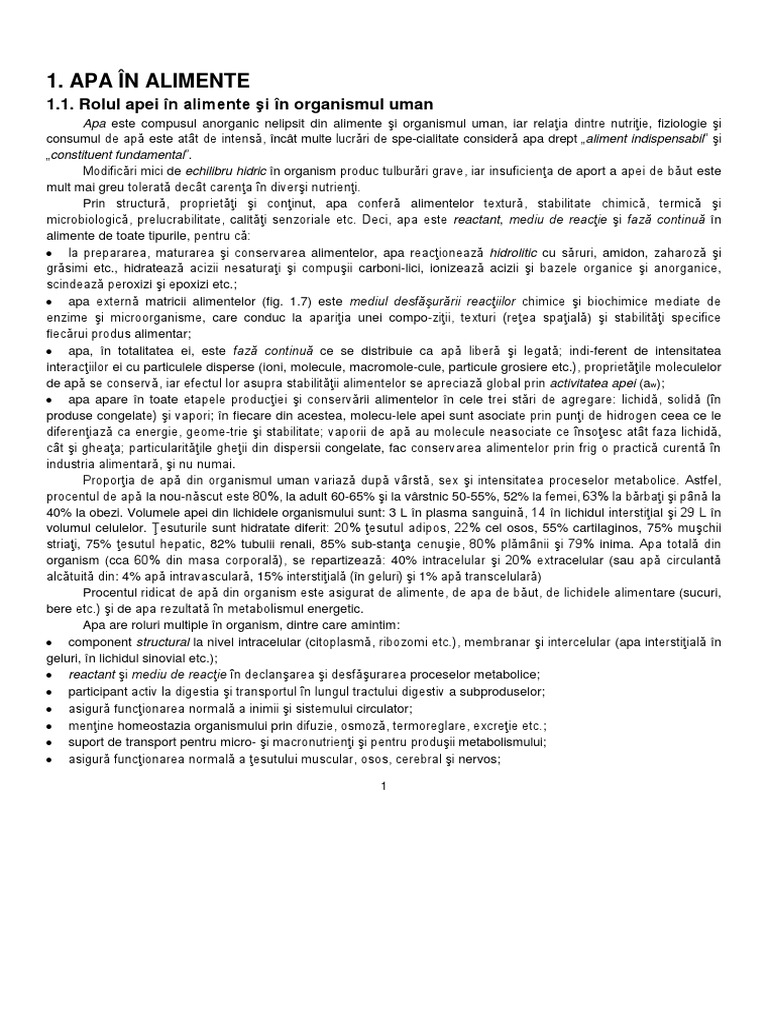 Apa - in Alimente - Prof - Florea PDF | PDF