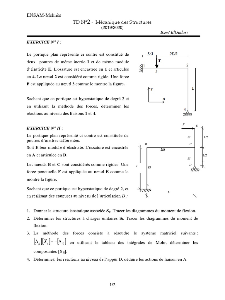 Mécanique des Structures : Exercices TD2 | PDF | Treillis (assemblage ...