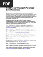 Foreclosure Crisis 201_Advance Level Resources