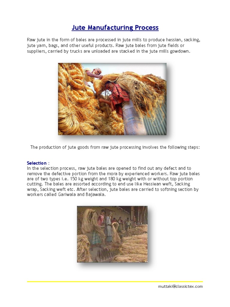 Jute Manufacturing Process Spinning (Textiles) Weaving