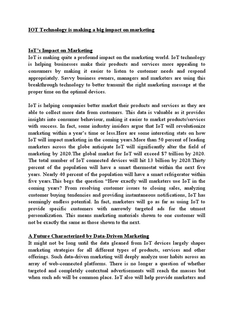 IoT's Transformative Role in Marketing | PDF | Internet Of Things ...