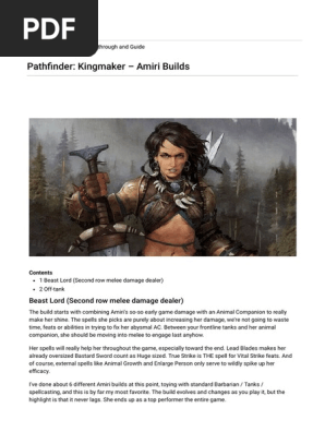 Pathfinder Kingmaker Amiri Builds Neoseeker Pdf Leisure
