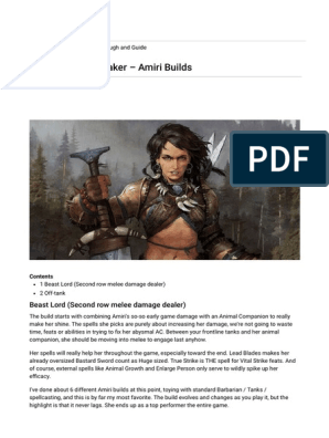 Pathfinder Kingmaker Amiri Builds Neoseeker Pdf Leisure