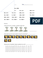 ficha multiplicação por 10, 100 e 1000