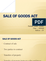 Sale of Goods Act: Prashant Kumar Gautam Class - MPMIR Roll No. - 29