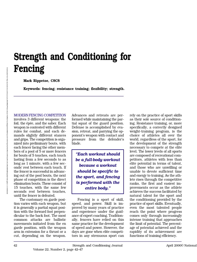 Strength and Conditioning For Fencing.13 PDF Weight Training
