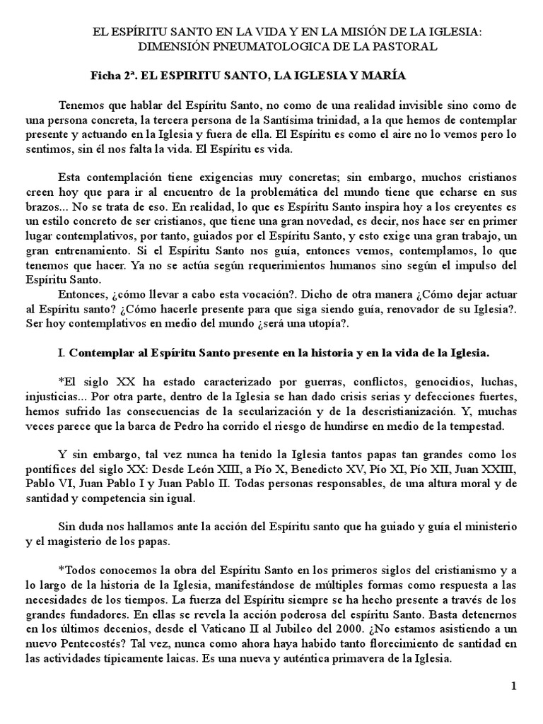 El Espíritu Santo en la Iglesia Actual | PDF | espíritu Santo | Iglesia ...