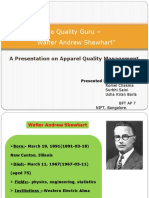 The Quality Guru - " Walter Andrew Shewhart": A Presentation On Apparel Quality Management