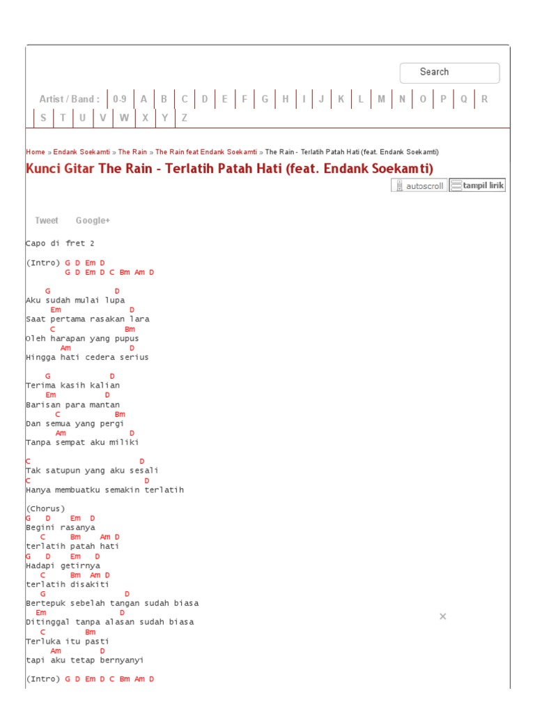 Kunci Gitar The Rain Terlatih Patah Hati Feat Endank Soekamti Chord Dasar Mudah Pdf