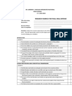 Research Rubrics for Final Oral Defense