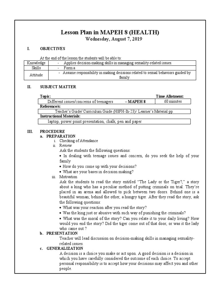 LP 8 Decision Making | PDF | Decision Making | Teaching