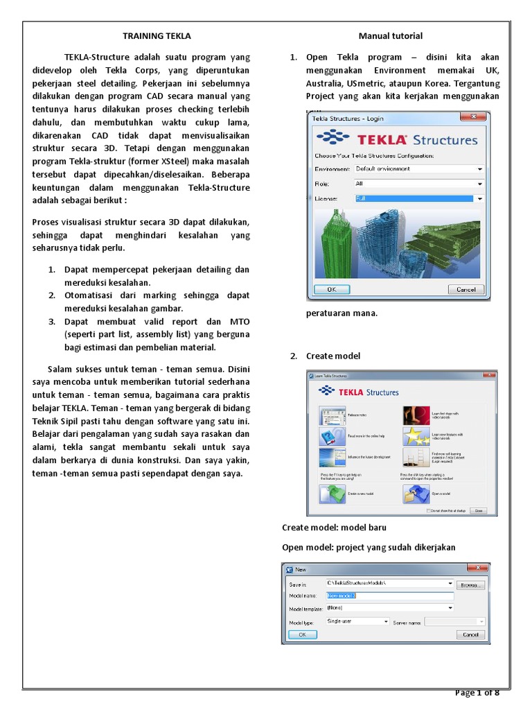 Tutorial Praktis Belajar Tekla Structures | PDF