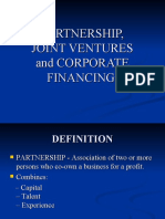 Partnership, Joint Ventures and Corporate Financing