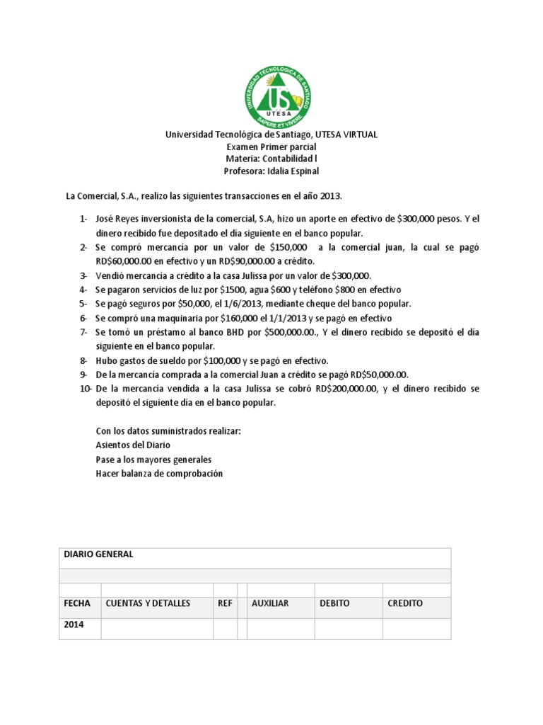 Primer Parcial Contabilidad 1 Virtual | PDF | Bancos | Contabilidad Primer Parcial Contabilidad 1 Virtual | PDF | Bancos | Contabilidad