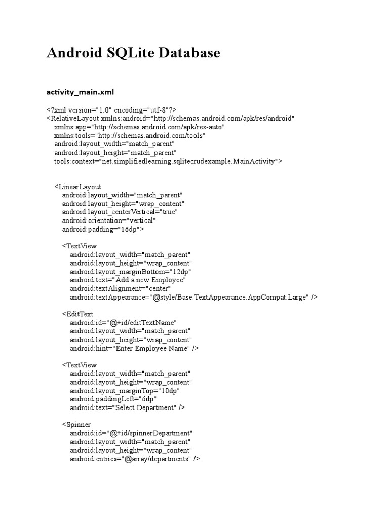 Android SQLite Database | PDF | Databases | Computer Data