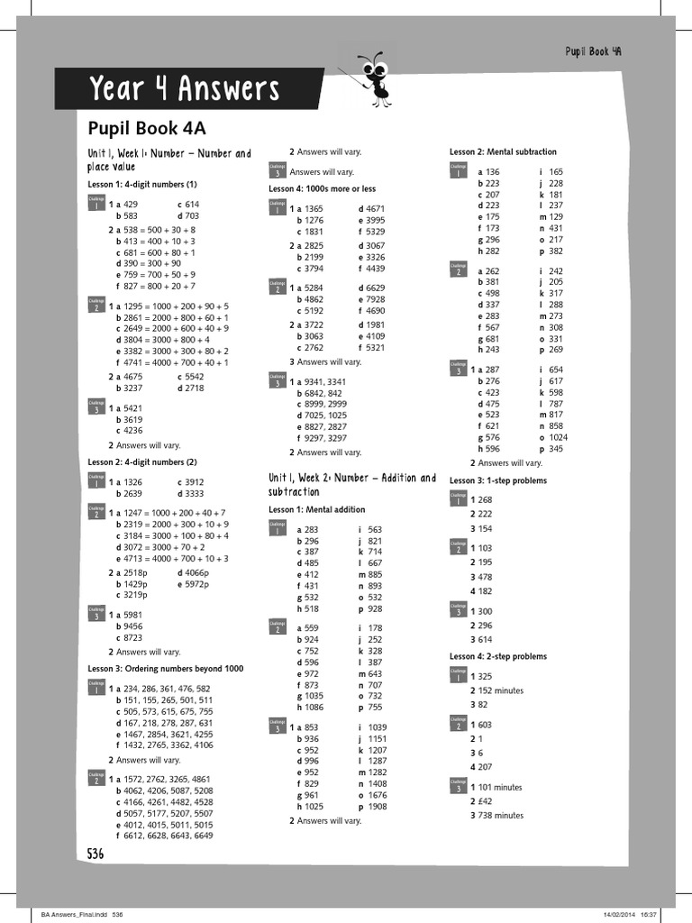 Year 4 Maths Answers Guide | PDF | Fraction (Mathematics) | Geometry