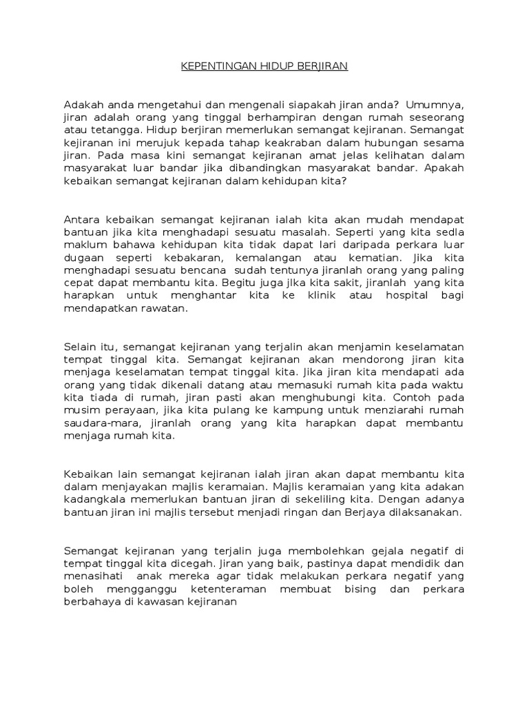 Kebaikan Hidup Berjiran Englshpios