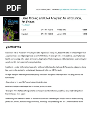 GENE CLONING & DNA ANALYSIS 第6版 Buy Gene Cloning and DNA Analysis: An Introduction Book
