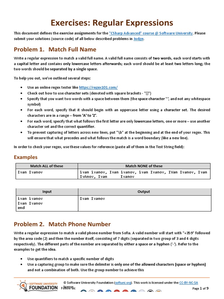 Regular Expressions Exercises _ Regular expression exercises – PXNZ