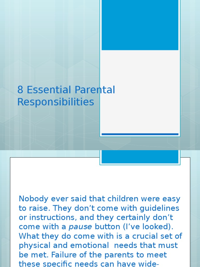 8 Key Parental Responsibilities | PDF | Caregiver | Psychology