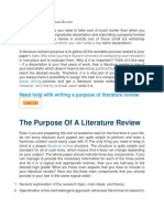 The Purpose of A Literature Review