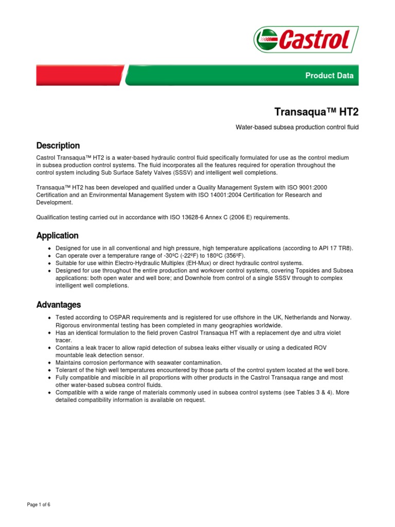 Transaqua - HT2 TDS | PDF | Chemical Substances | Chemistry