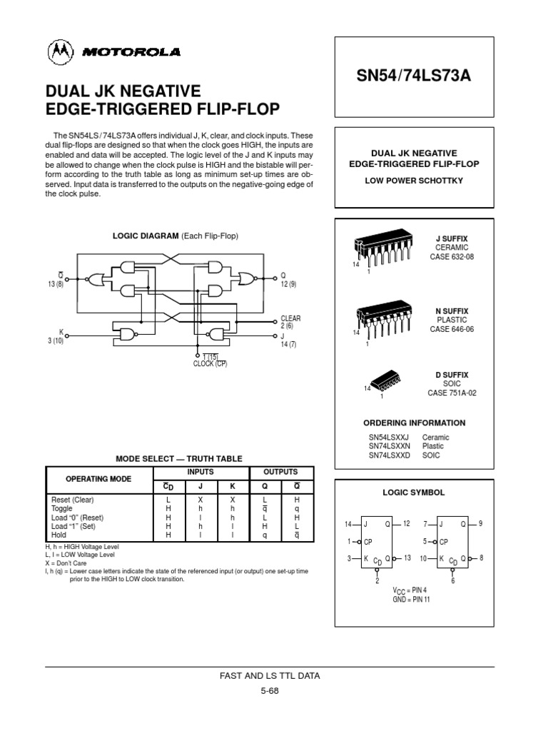 74LS73N Datasheet | PDF | Electrical Engineering | Electronics