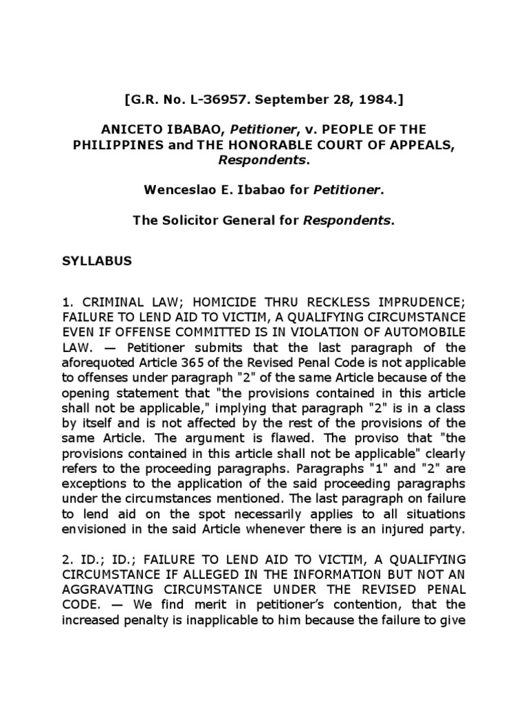 Homicide by Reckless Imprudence Penalties | PDF | Acquittal | Demurrer