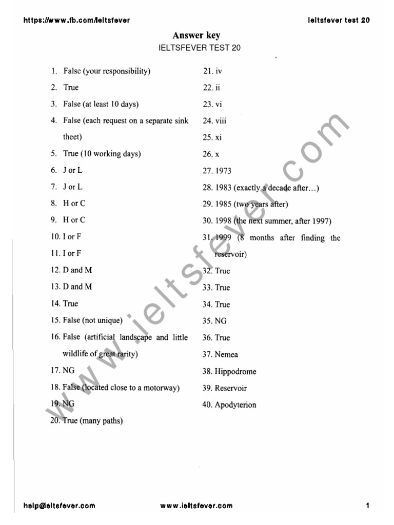 Answer Ieltsfever General Reading Practice Test 20 PDF PDF