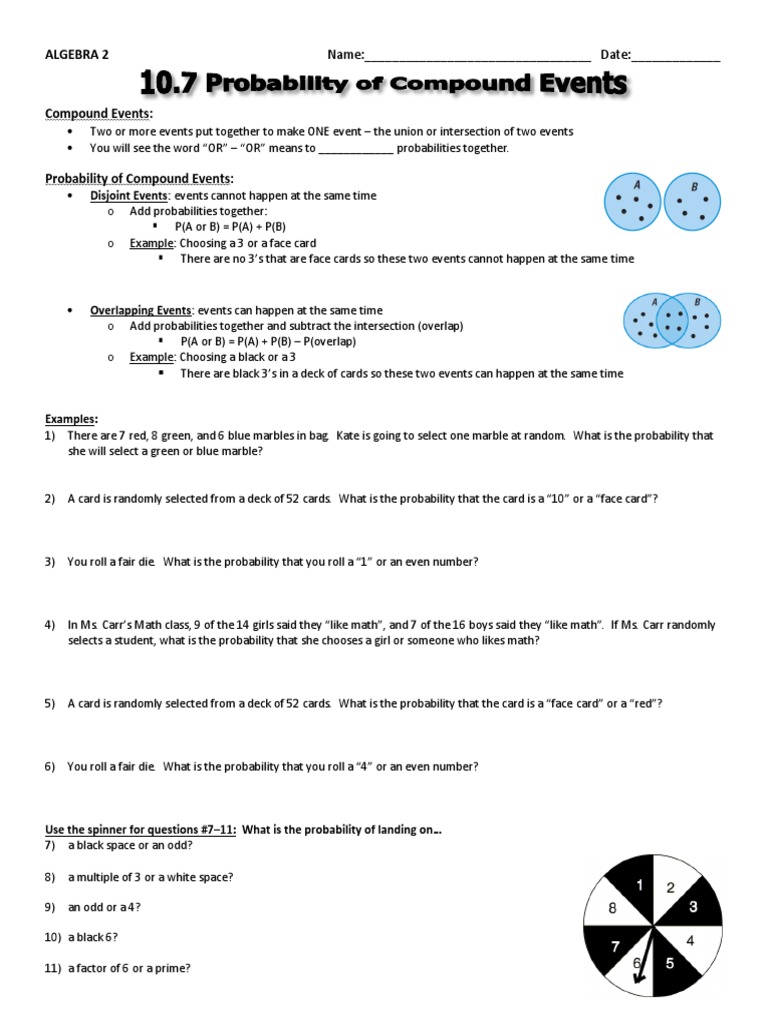 Day 4 - 10.7-8 Notes Handout | PDF | Fraction (Mathematics) | Probability